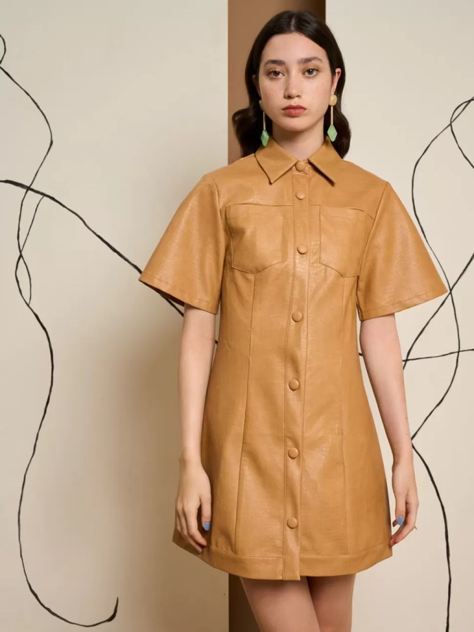 Dresses | Ghospell | Sister Jane Ghospell Alexa PU Mini Dress Cashew Brown