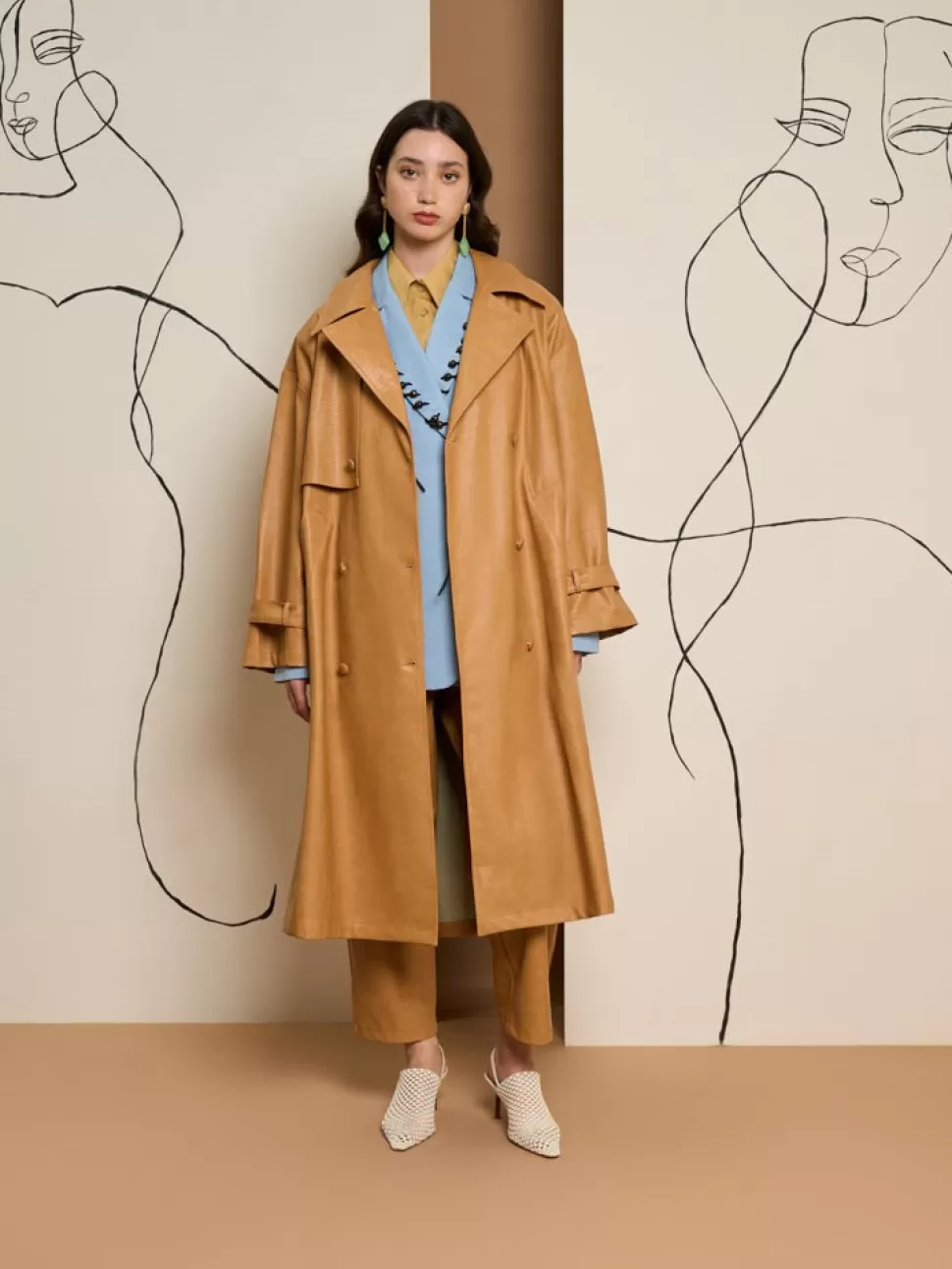 Jackets | Ghospell | Sister Jane Ghospell Alexa PU Trench Coat Cashew Brown