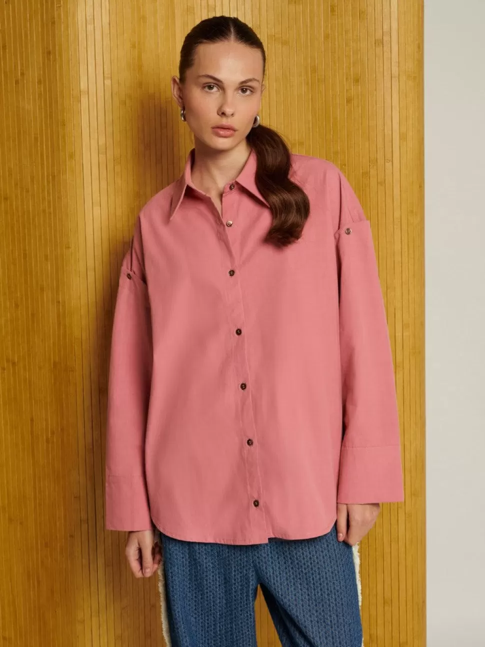 Tops | Ghospell | Sister Jane Ghospell Astra Oversized Shirt Peony Pink
