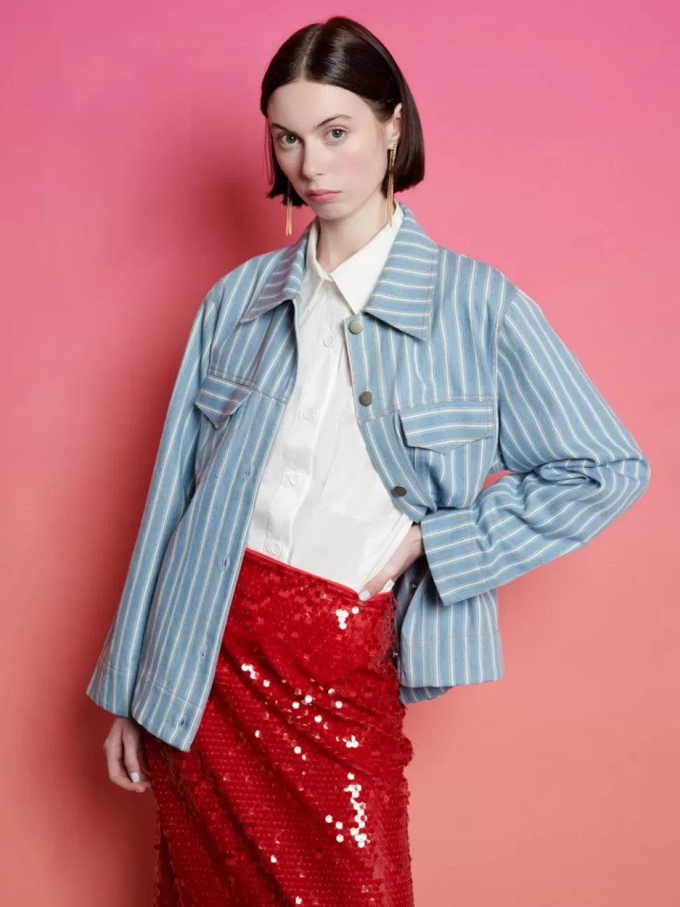 Jackets | Ghospell | Sister Jane Ghospell Cleo Striped Jacket Stripe Denim