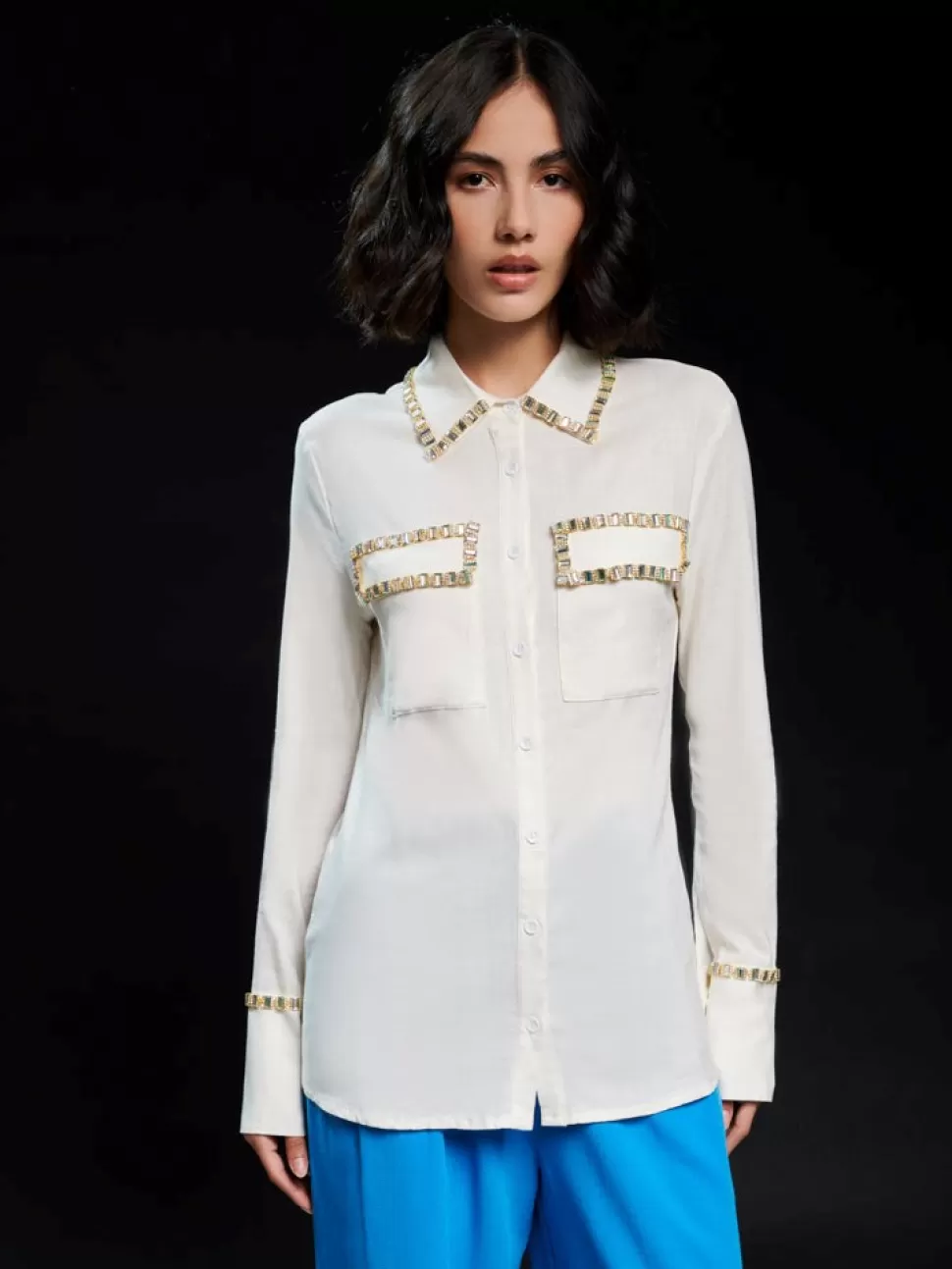 Tops | Ghospell | Sister Jane Ghospell Dana Embellished Pocket Shirt Ivory