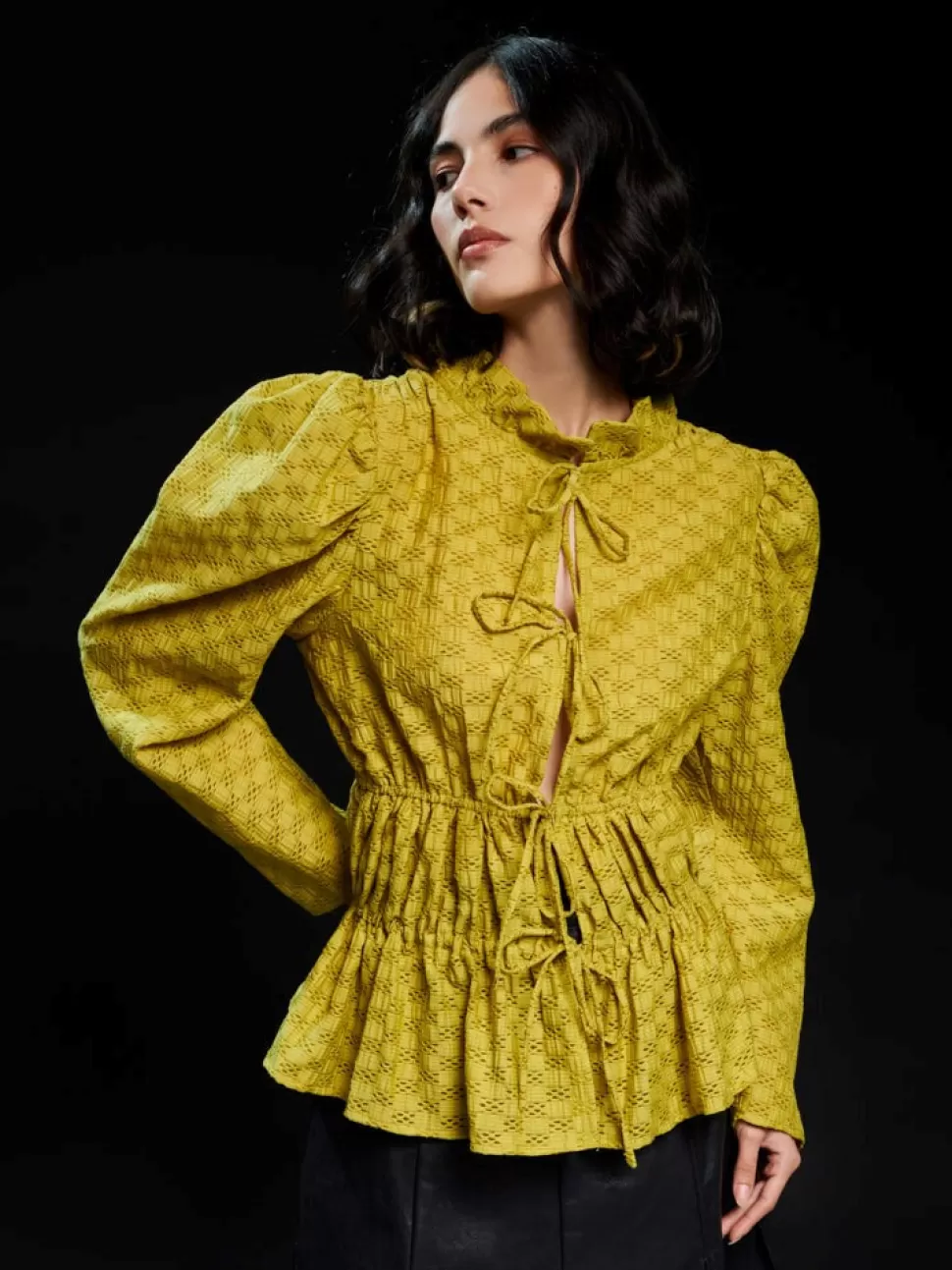 Ghospell | Tops | Sister Jane Ghospell Dara Check Tie Top Lime Green