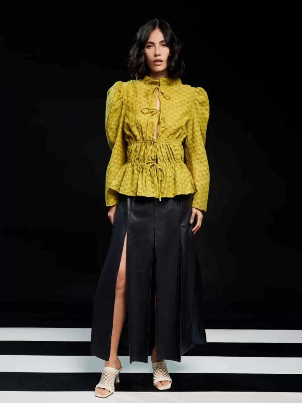 Ghospell | Tops | Sister Jane Ghospell Dara Check Tie Top Lime Green