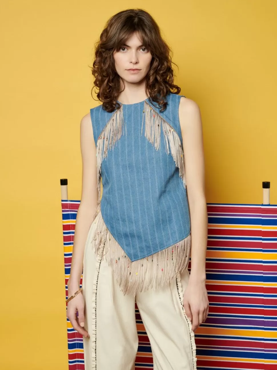 Tops | Ghospell | Sister Jane Ghospell  Deborah Striped Denim Top Aegean Blue