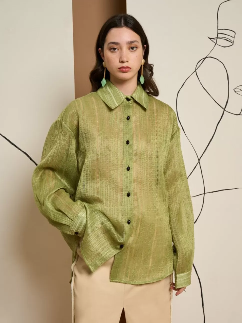 Tops | Ghospell | Sister Jane Ghospell Della Oversized Shirt Olive Green