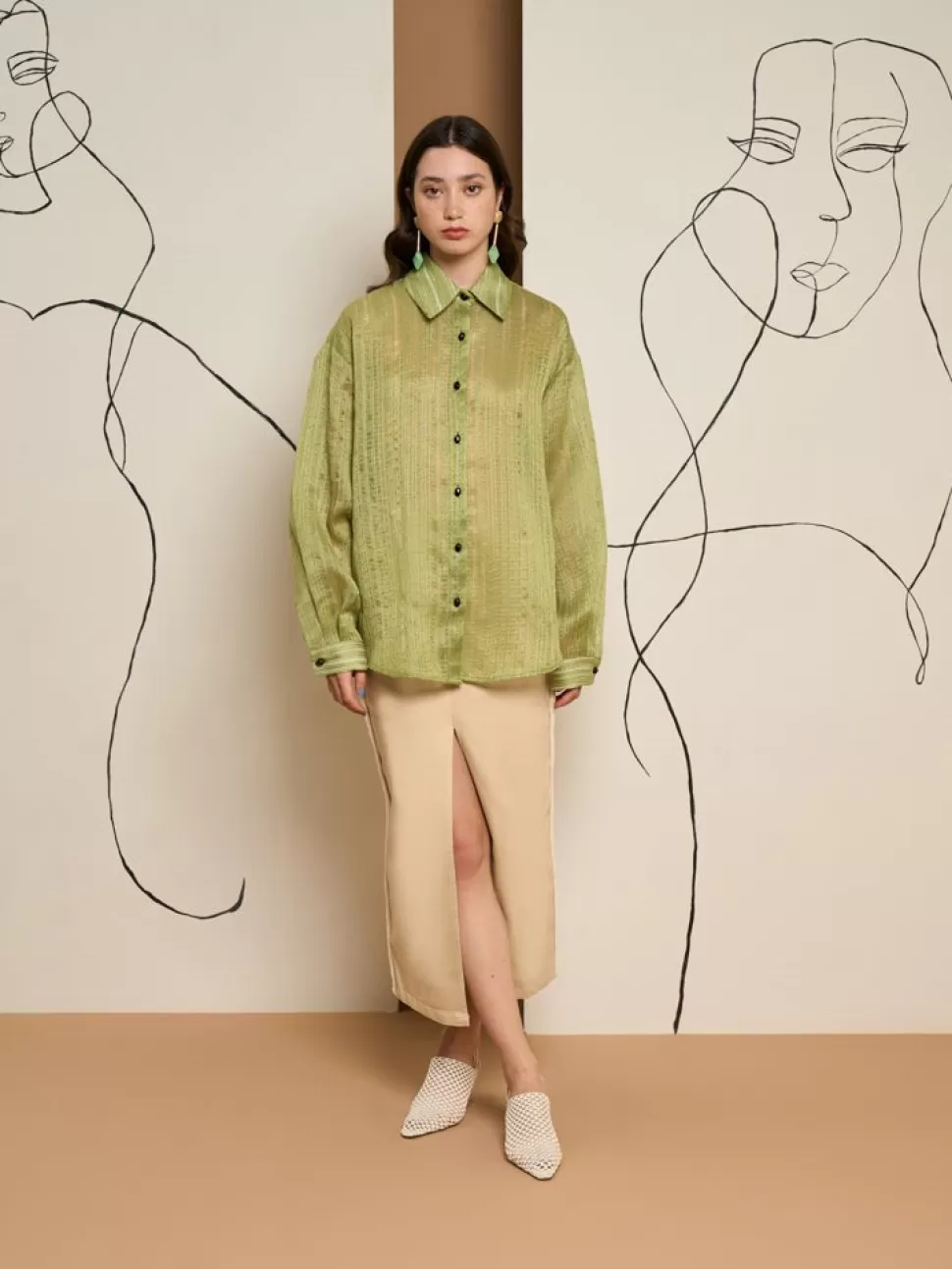 Tops | Ghospell | Sister Jane Ghospell Della Oversized Shirt Olive Green