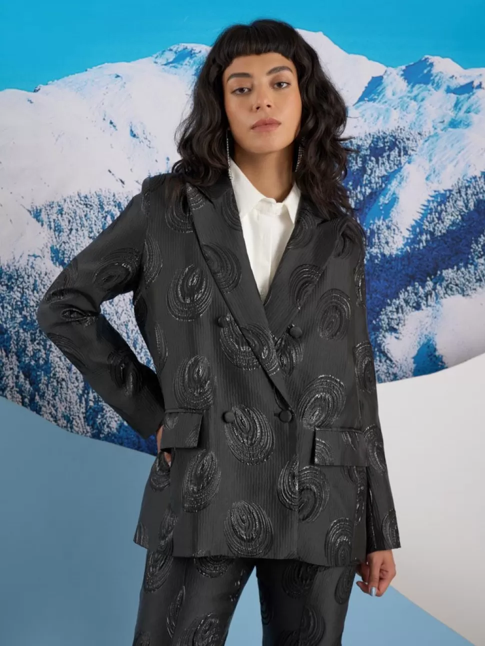 Jackets | Ghospell | Sister Jane Ghospell  Domino Jacquard Blazer Ink Black