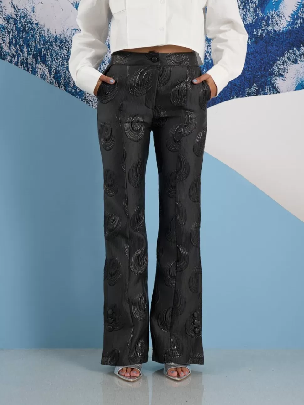 Bottoms | Ghospell | Sister Jane Ghospell  Domino Jacquard Trousers Ink Black