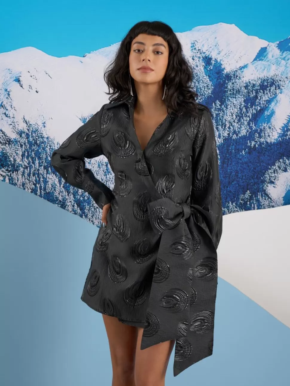 Dresses | Ghospell | Sister Jane Ghospell  Domino Jacquard Wrap Dress Ink Black