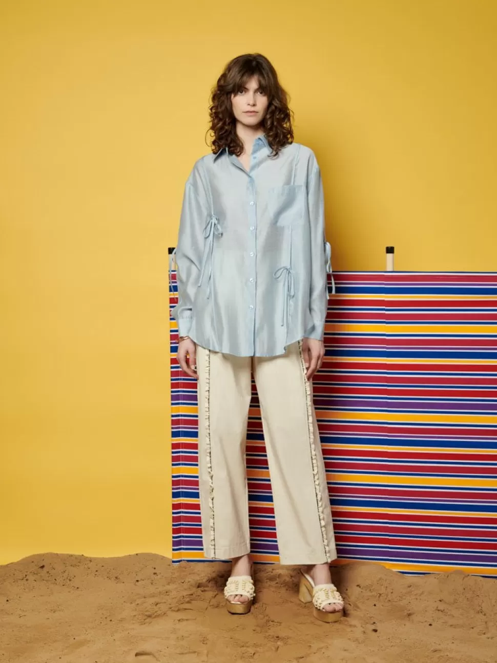 Bottoms | Ghospell | Sister Jane Ghospell  Donna Trimmed Trousers Parchment Beige