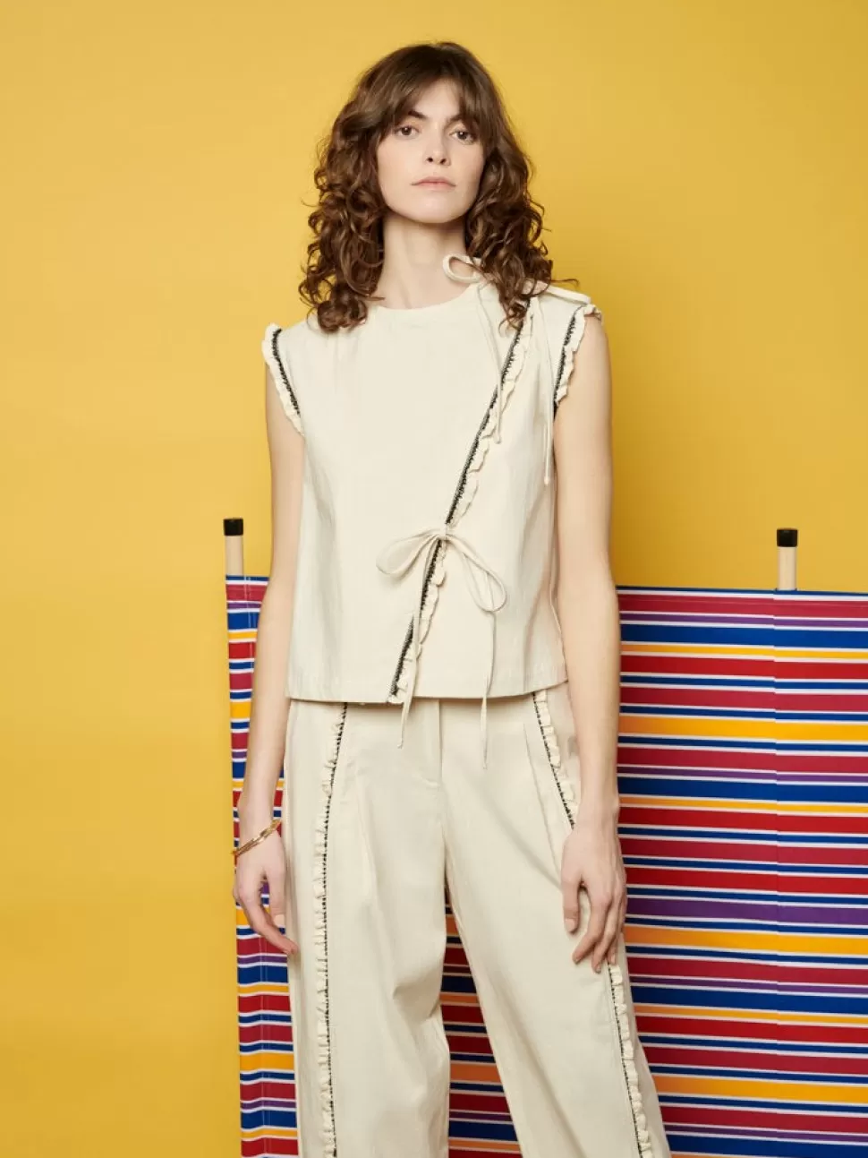 Tops | Ghospell | Sister Jane Ghospell  Donna Trimmed Wrap Top Parchment Beige