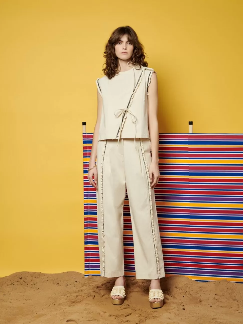 Tops | Ghospell | Sister Jane Ghospell  Donna Trimmed Wrap Top Parchment Beige