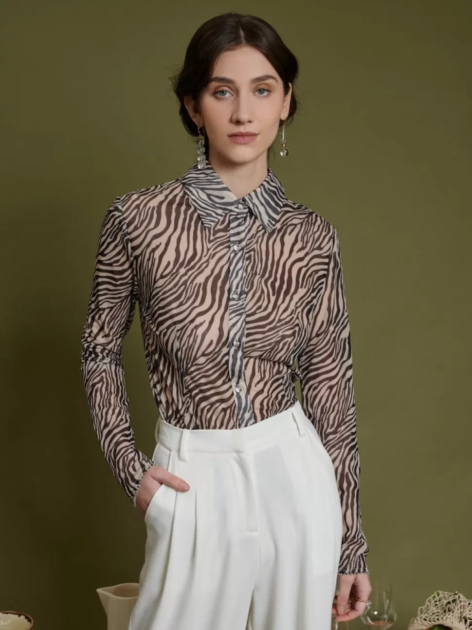 Tops | Ghospell | Sister Jane Ghospell Elise Mesh Shirt Rosewood Brown