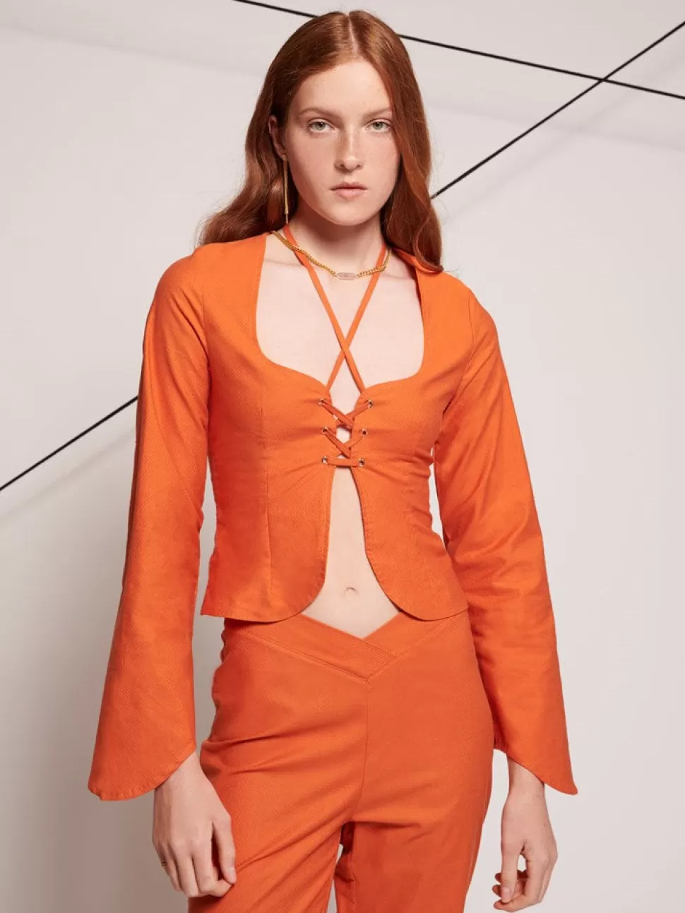 Tops | Ghospell | Sister Jane Ghospell Elm Tie Front Top Tangerine