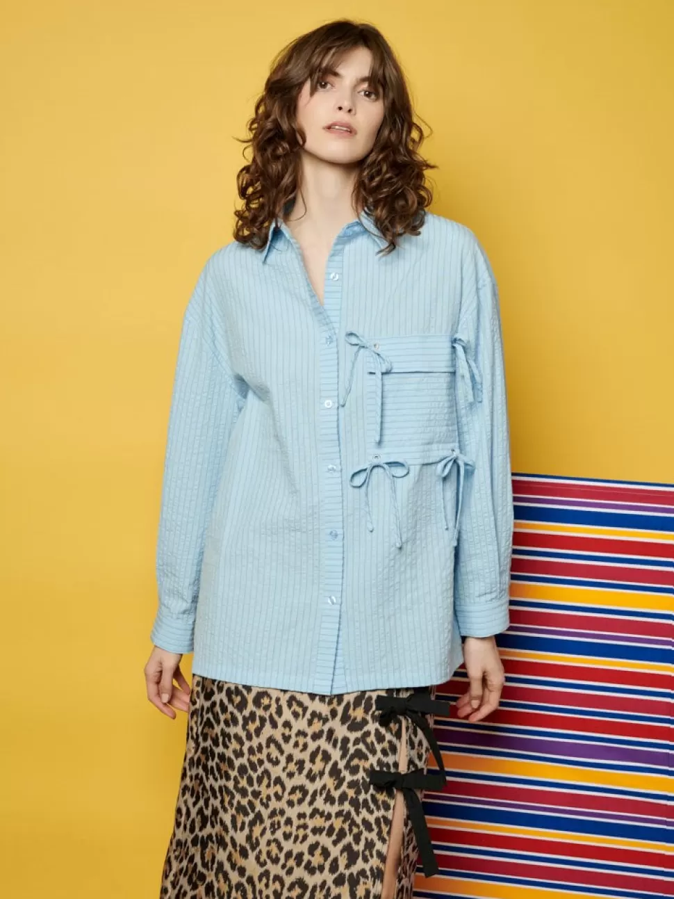 Tops | Ghospell | Sister Jane Ghospell  Ender Stripe Shirt Baby Blue