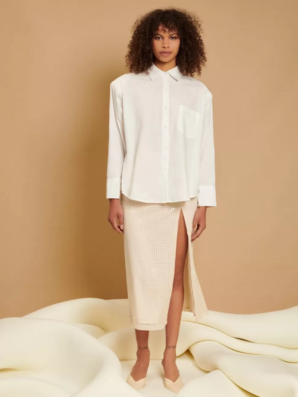Tops | Ghospell | Sister Jane Ghospell Everett Statement Shoulder Shirt White