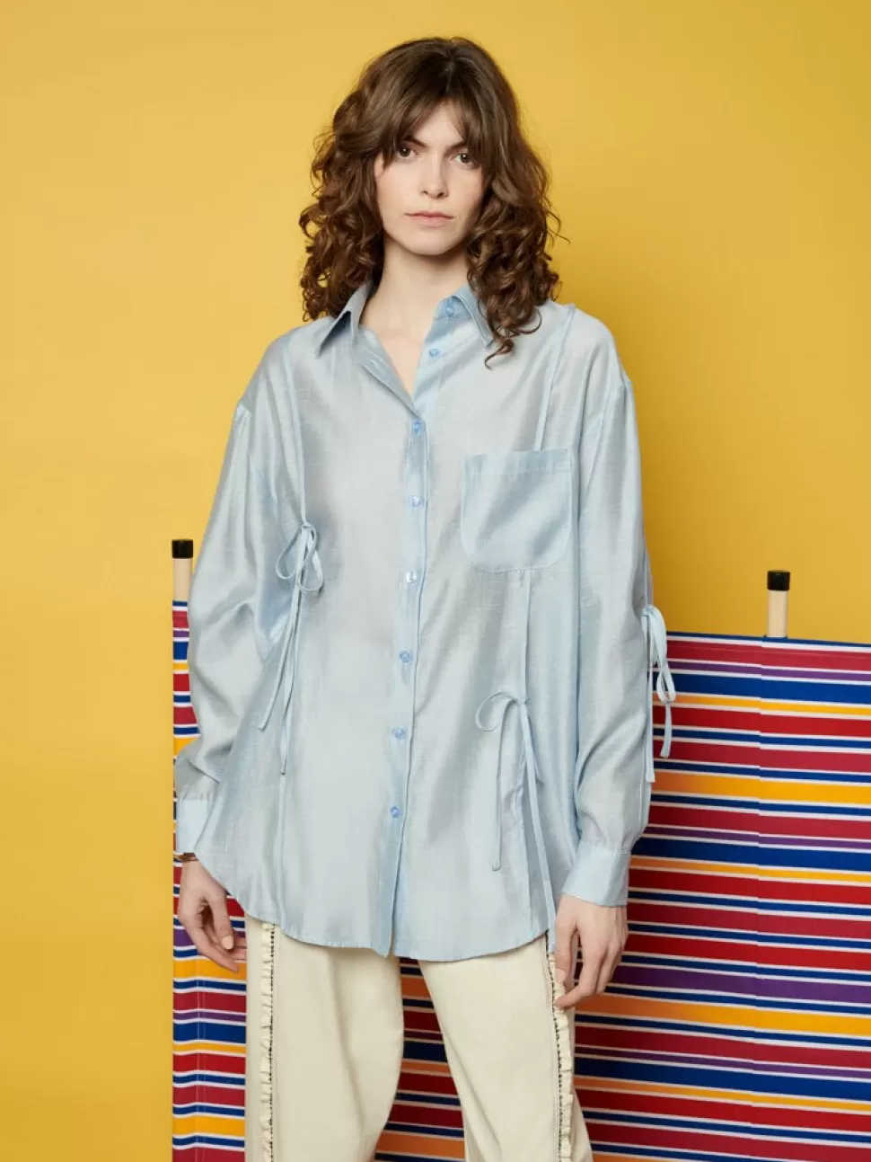 Tops | Ghospell | Sister Jane Ghospell  Fallon Tie Shirt Baby Blue