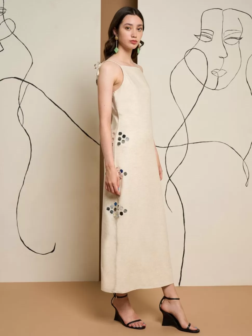 Dresses | Ghospell | Sister Jane Ghospell Frankie Mirror Midi Dress Peatled Cream
