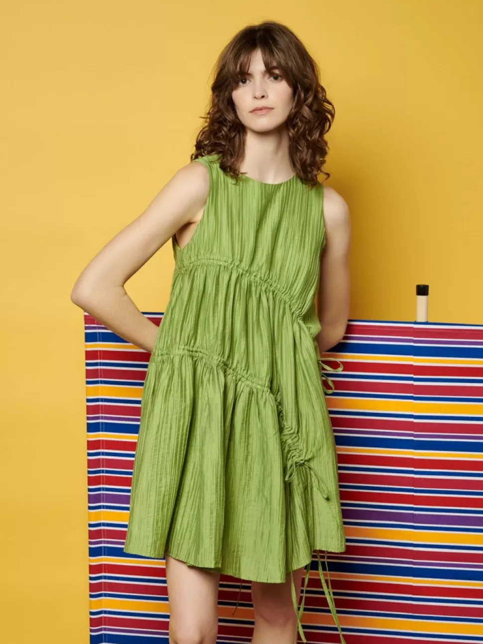 Dresses | Ghospell | Sister Jane Ghospell  Gwen Ruched Mini Dress Pear Green