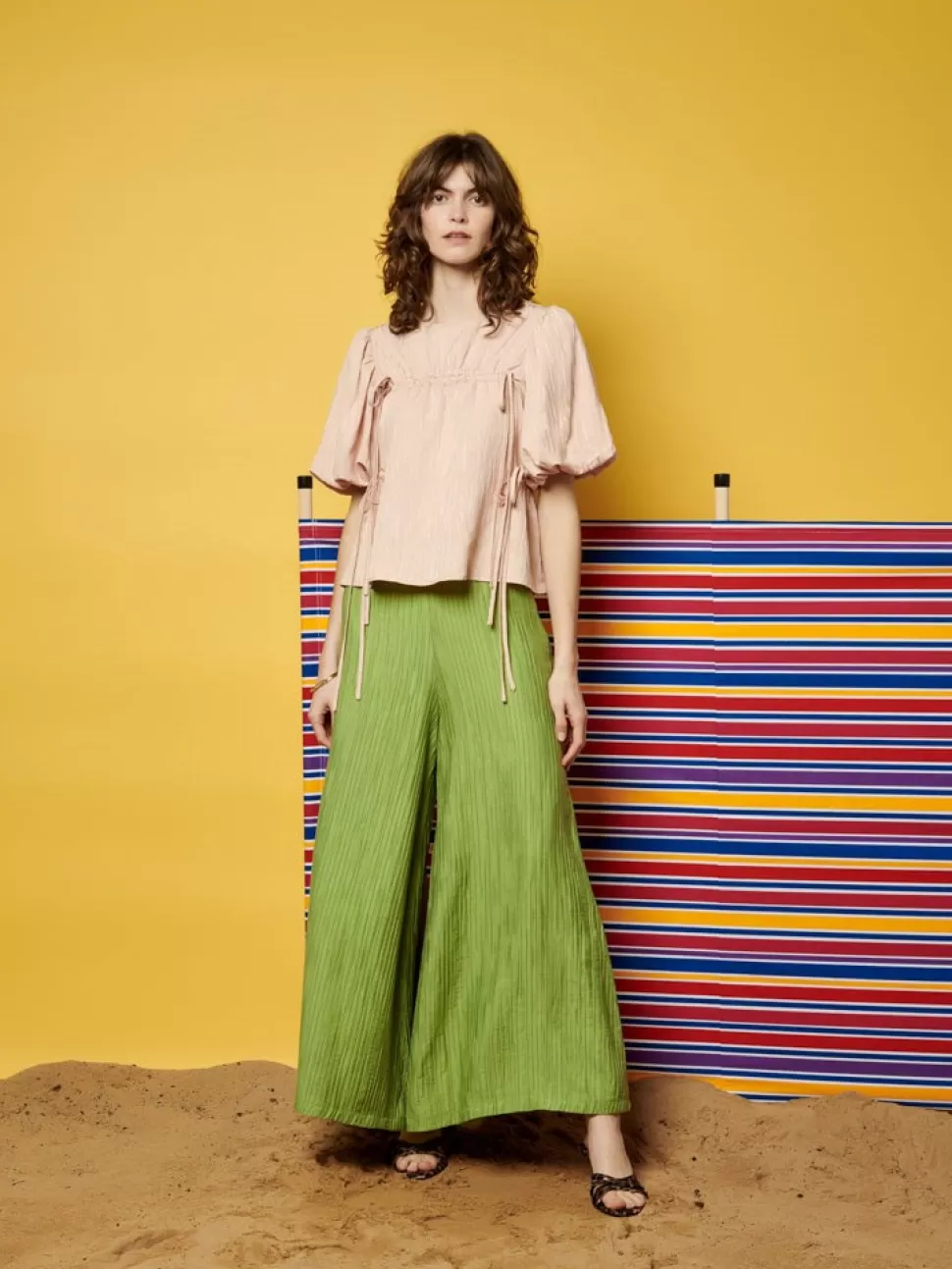 Bottoms | Ghospell | Sister Jane Ghospell  Gwen Wide Leg Trousers Pear Green