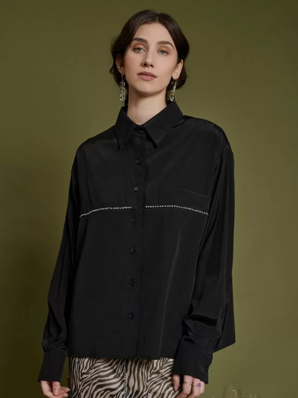 Tops | Ghospell | Sister Jane Ghospell Indra Topstitch Shirt Ink Black
