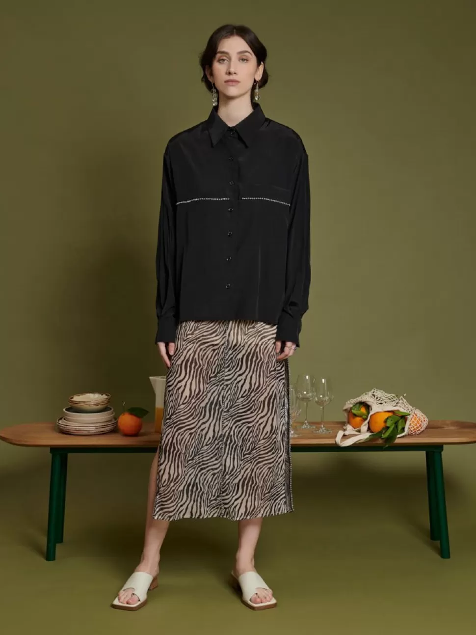 Tops | Ghospell | Sister Jane Ghospell Indra Topstitch Shirt Ink Black