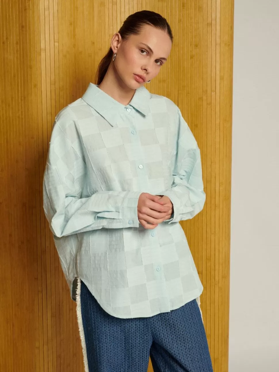 Tops | Ghospell | Sister Jane Ghospell Katy Pleat Back Shirt Illusion Blue