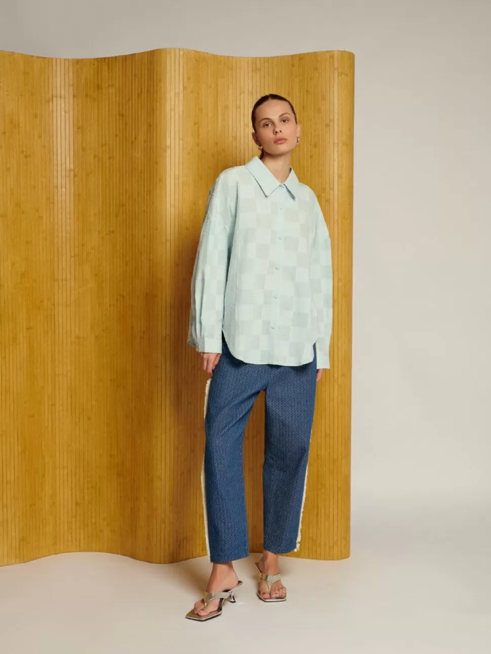 Tops | Ghospell | Sister Jane Ghospell Katy Pleat Back Shirt Illusion Blue