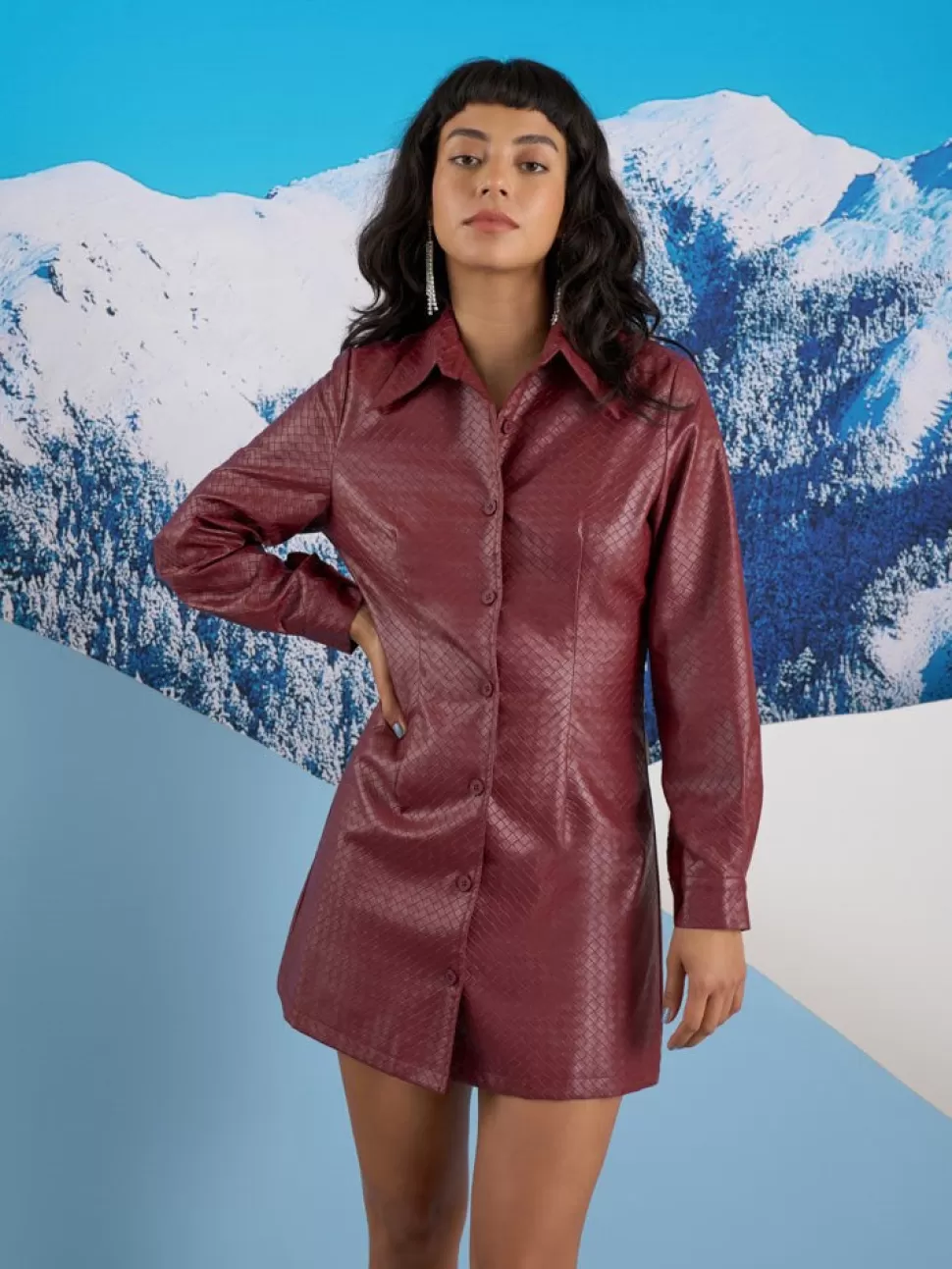 Dresses | Ghospell | Sister Jane Ghospell  Kyra PU Weave Dress Burgundy Red