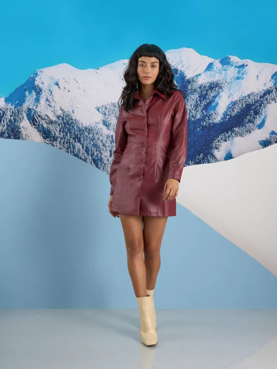 Dresses | Ghospell | Sister Jane Ghospell  Kyra PU Weave Dress Burgundy Red