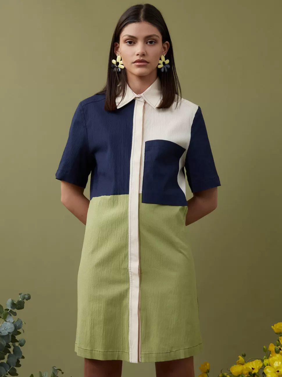 Dresses | Ghospell | Sister Jane Ghospell Leafage Colour Block Shirt Dress