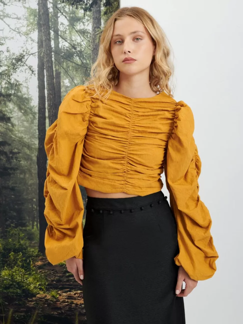 Tops | Ghospell | Sister Jane Ghospell Lex Ruched Top Mustard Yellow
