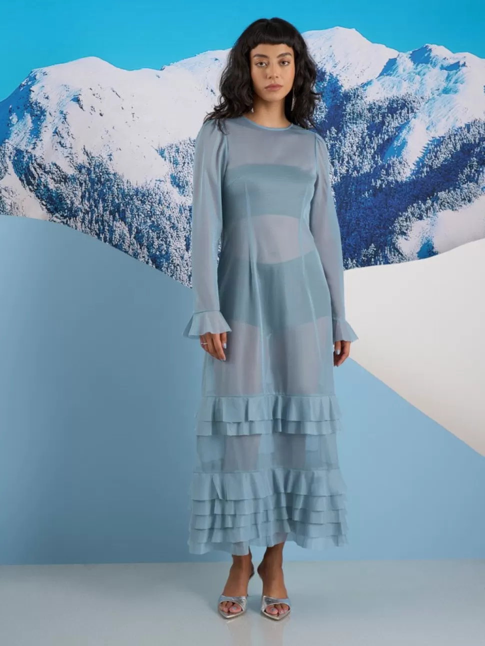 Dresses | Ghospell | Sister Jane Ghospell  Liv Ruffle Midi Dress Baby Blue