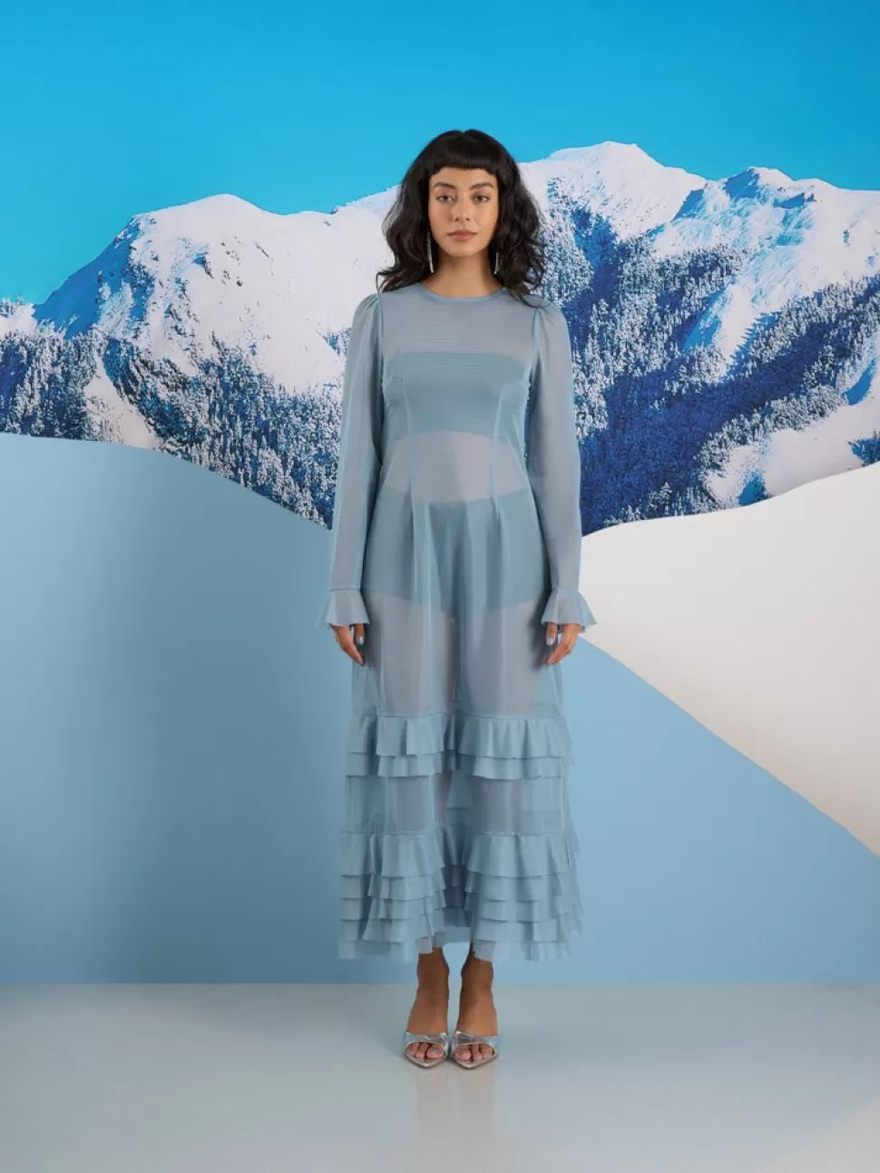 Dresses | Ghospell | Sister Jane Ghospell  Liv Ruffle Midi Dress Baby Blue