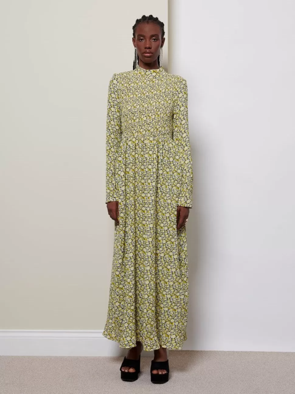 Dresses | Ghospell | Sister Jane Ghospell Mari Floral Shirring Dress Flaxen Yellow