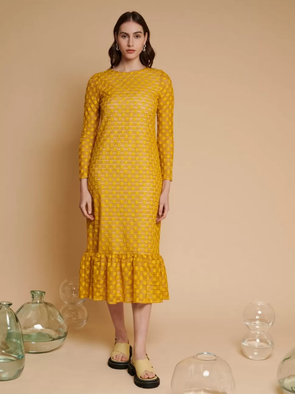 Dresses | Ghospell | Sister Jane Ghospell Mina Lace Midi Dress Golden Yellow