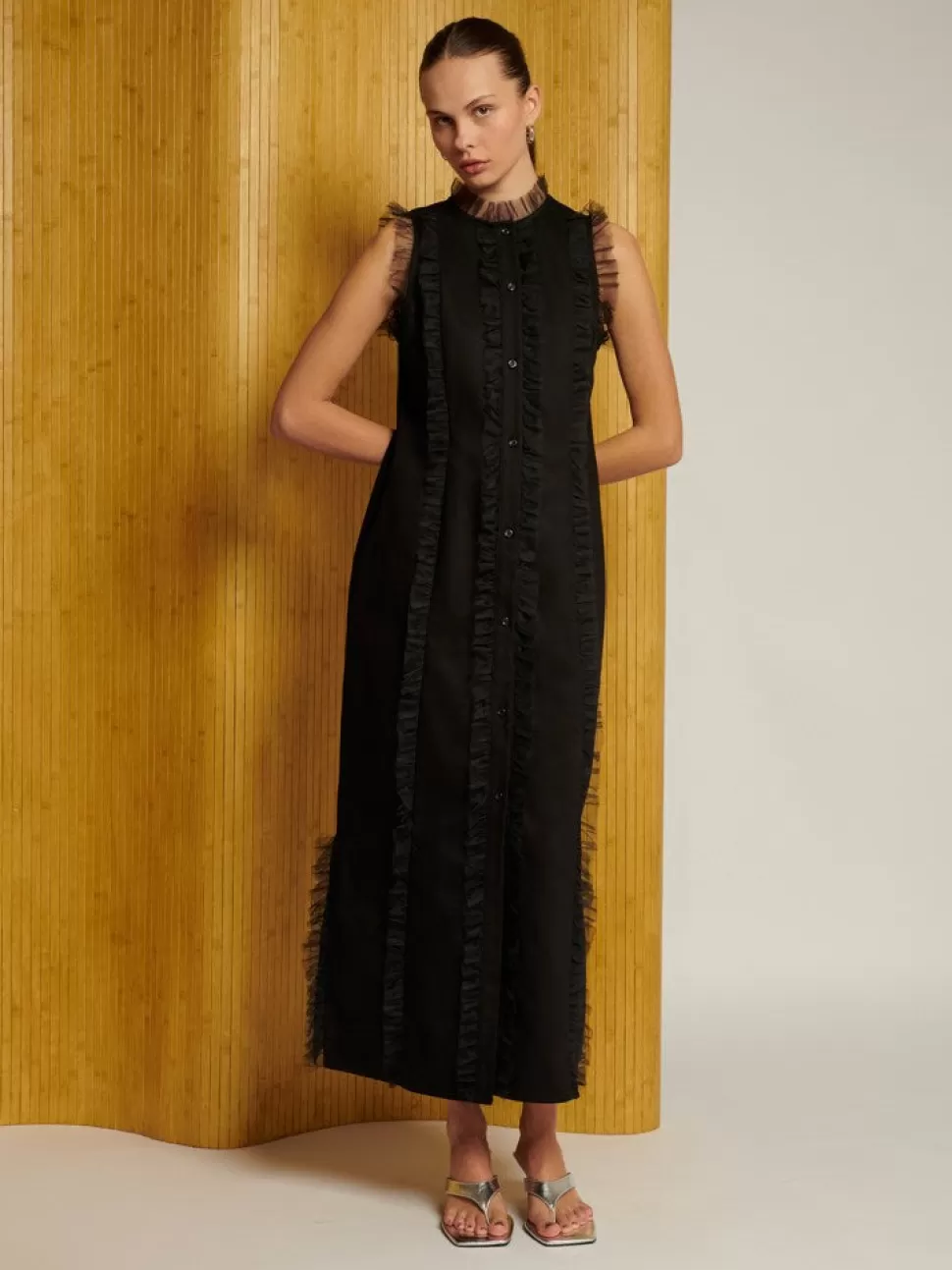 Dresses | Ghospell | Sister Jane Ghospell Nessa Ruffle Midi Dress Coal Black