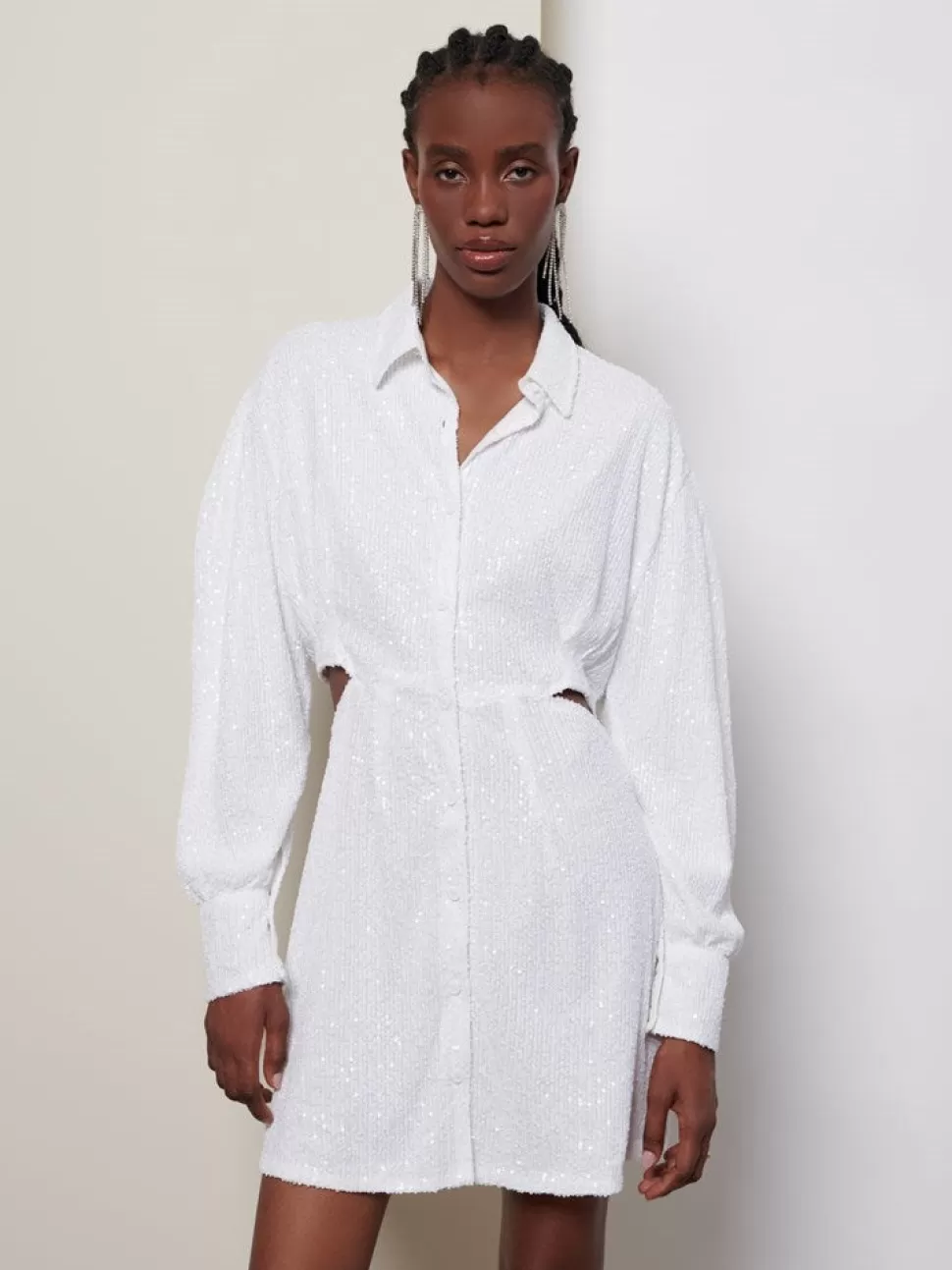Dresses | Ghospell | Sister Jane Ghospell Paloma Sequin Shirt Dress Brillant White