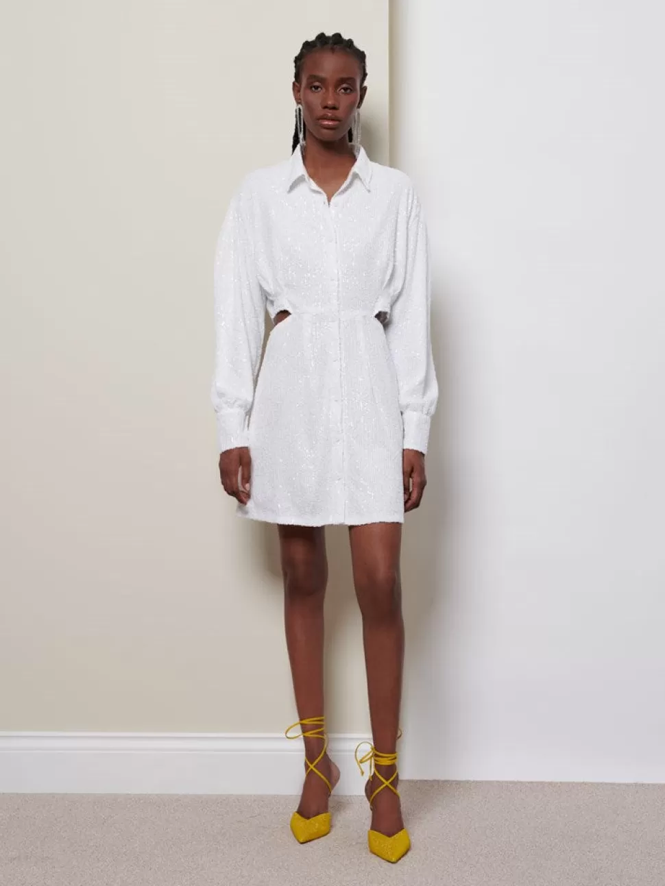 Dresses | Ghospell | Sister Jane Ghospell Paloma Sequin Shirt Dress Brillant White