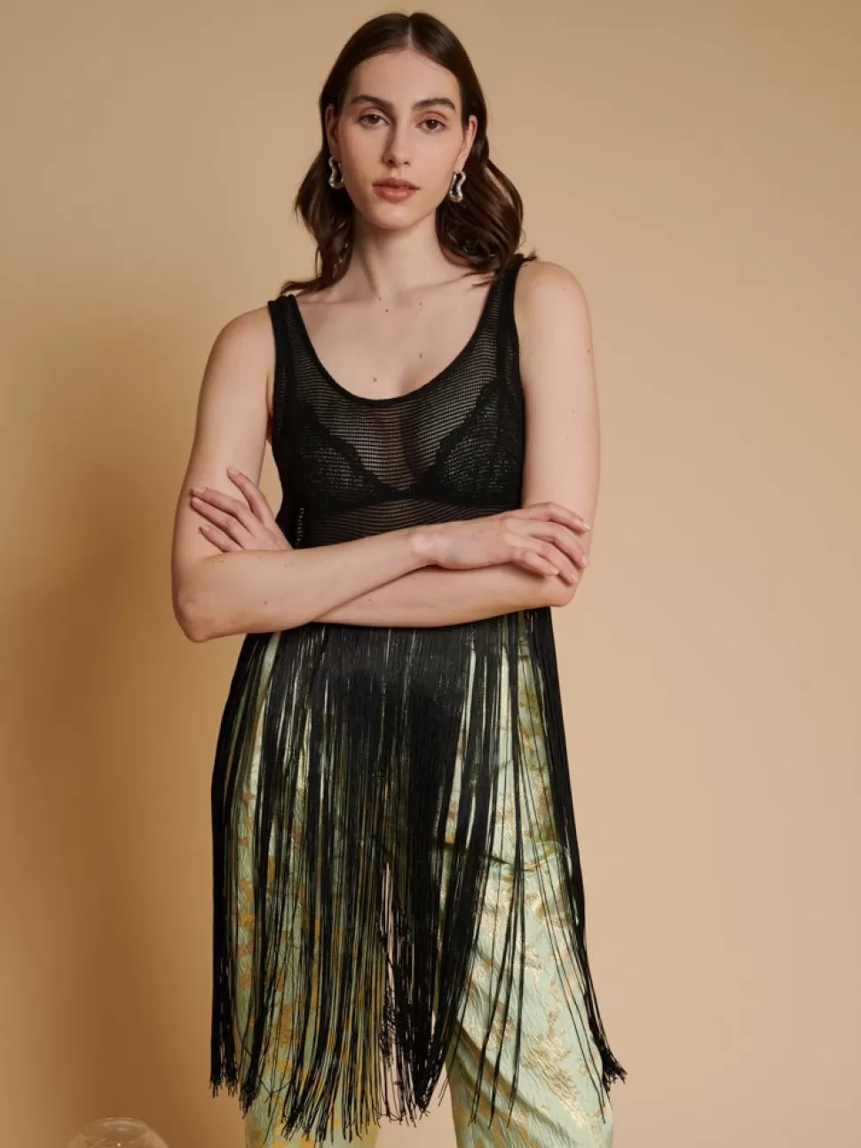 Tops | Ghospell | Sister Jane Ghospell Sadie Fringe Tank Top Black