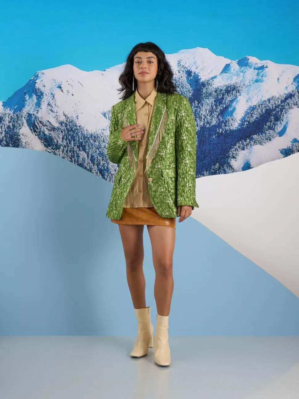 Jackets | Ghospell | Sister Jane Ghospell  Sera Jacquard Blazer Olive Green