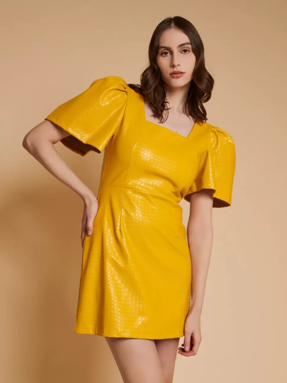 Dresses | Ghospell | Sister Jane Ghospell Sidra PU Mini Dress Mustard Yellow