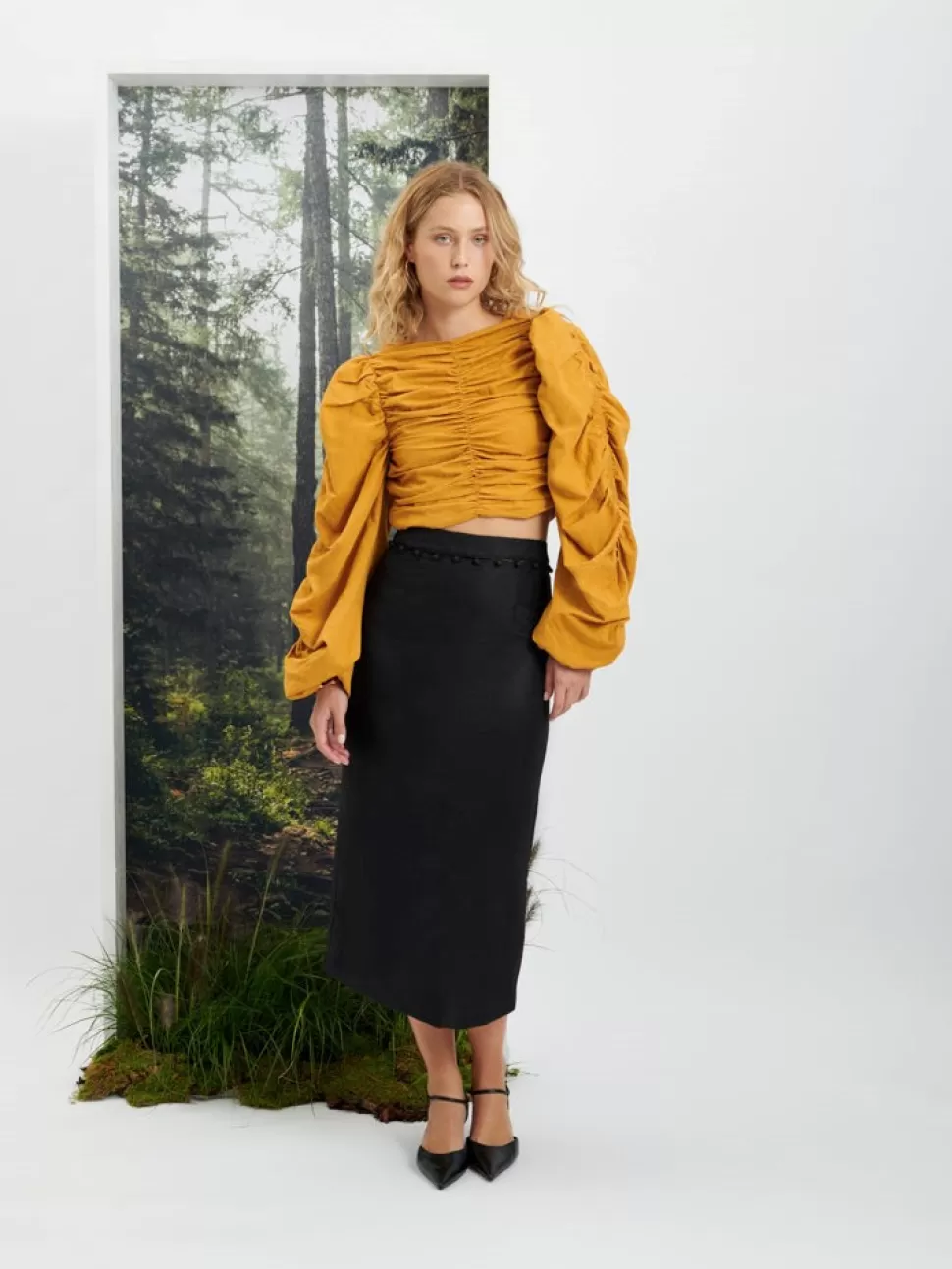 Bottoms | Ghospell | Sister Jane Ghospell Tabitha Button Up Midi Skirt Coal Black