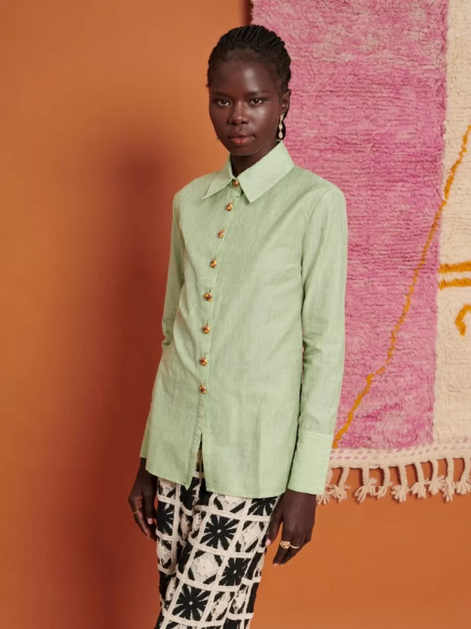 Tops | Ghospell | Sister Jane Ghospell Thena Fitted Shirt Pistachio Green