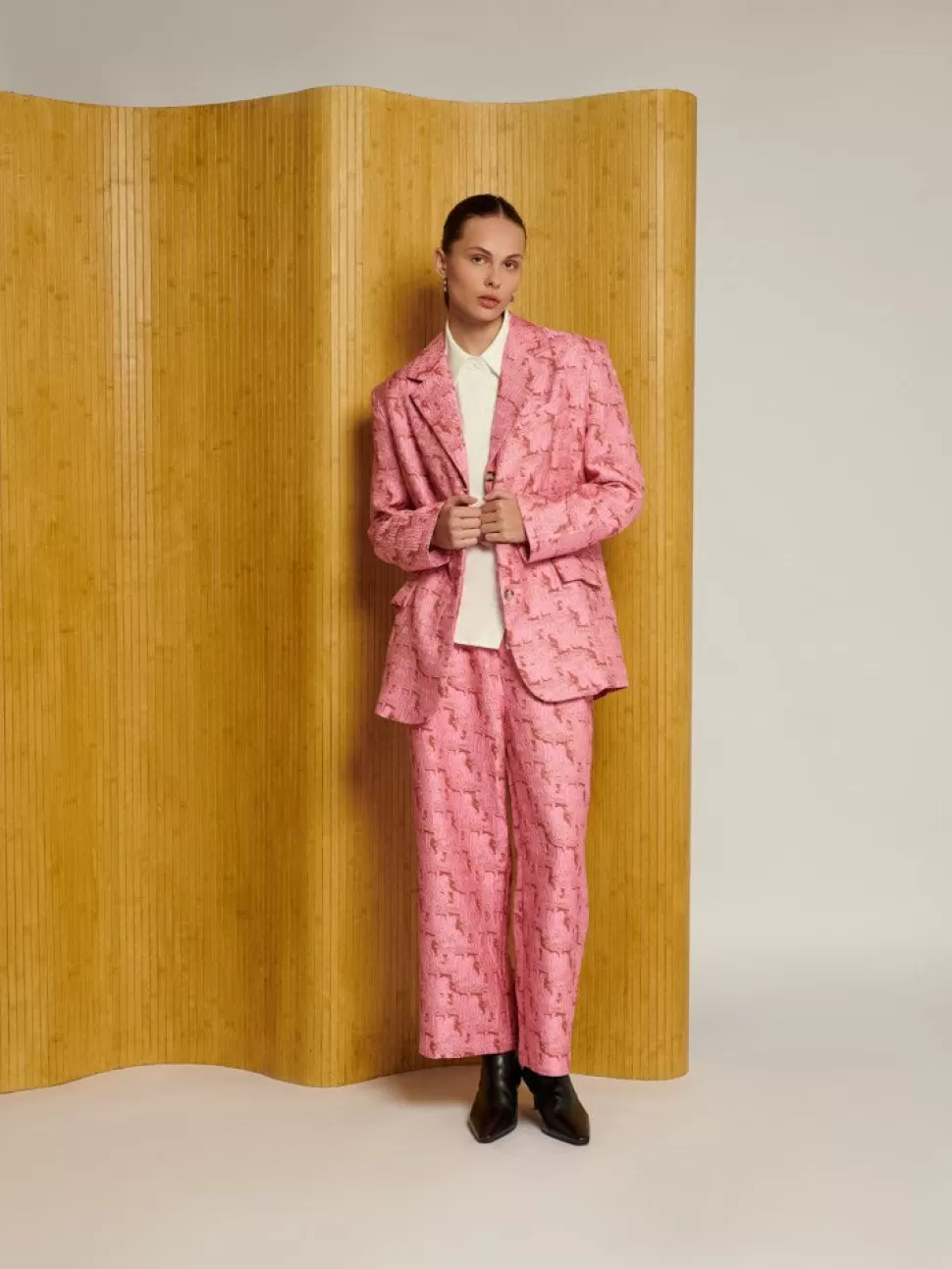 Jackets | Ghospell | Sister Jane Ghospell Tori Jacquard Blazer Flamingo Pink