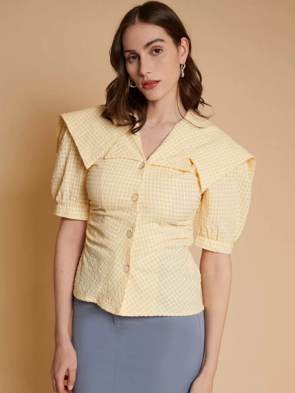 Tops | Ghospell | Sister Jane Ghospell Una Gingham Shirt Portofino Yellow