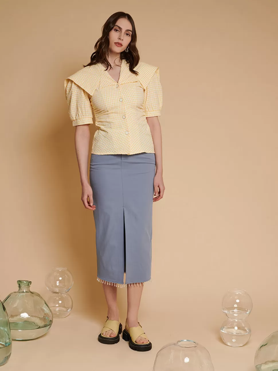 Tops | Ghospell | Sister Jane Ghospell Una Gingham Shirt Portofino Yellow