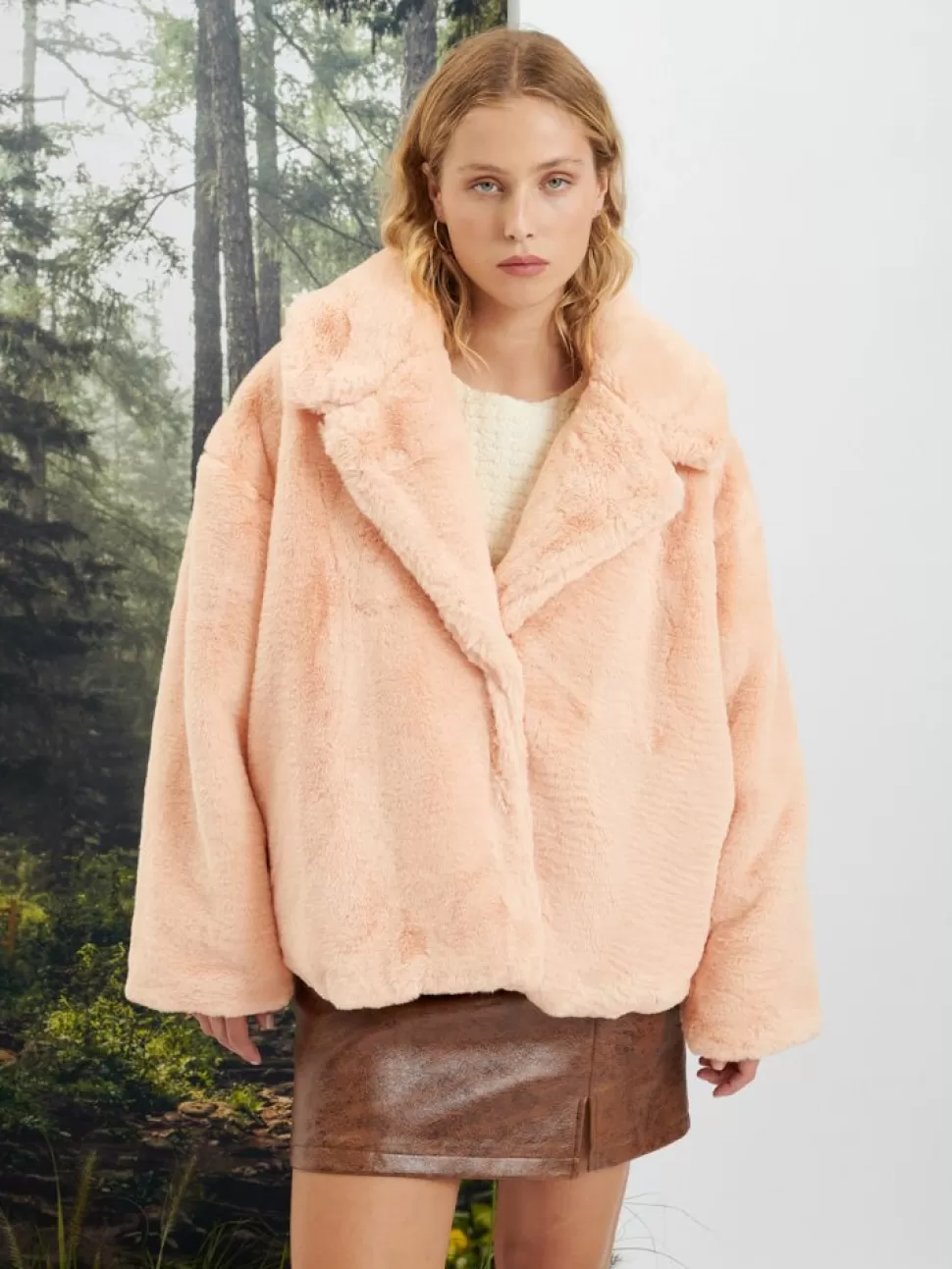 Jackets | Ghospell | Sister Jane Ghospell Veronica Faux Fur Coat Pale Peach