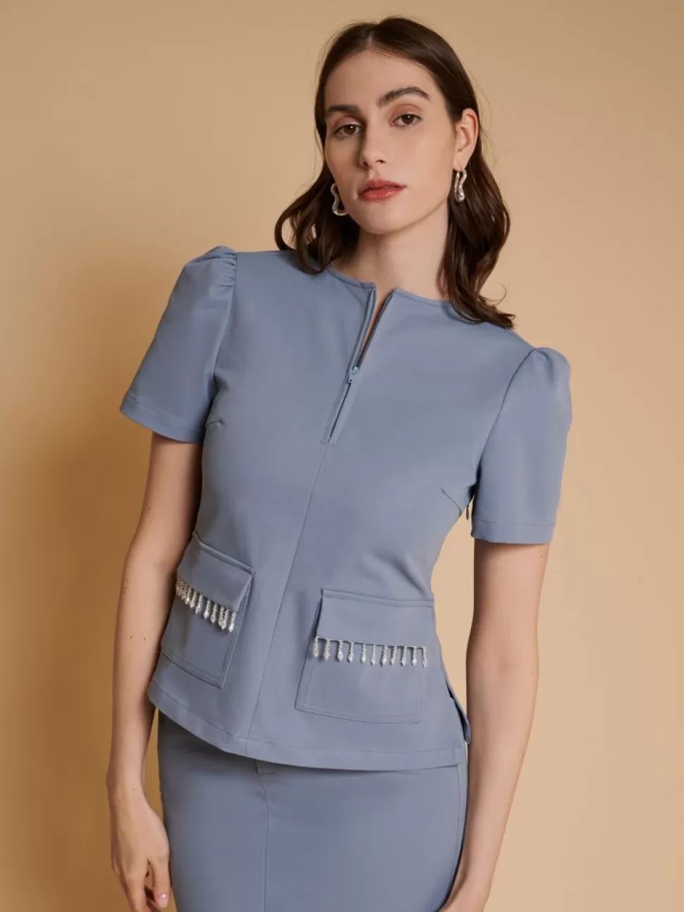 Tops | Ghospell | Sister Jane Ghospell Wren Embellished Top Aegean Blue