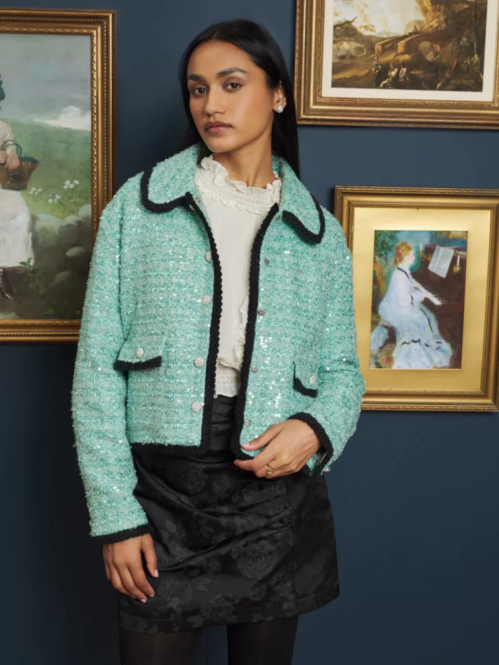 Jackets | Sister Jane Golden Age Tweed Jacket Turquoise Blue